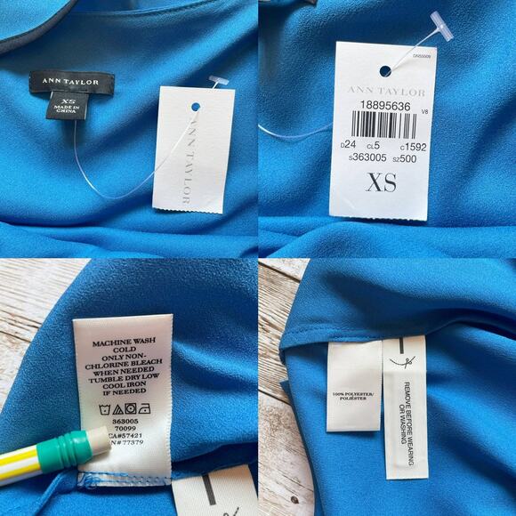 Ann Taylor Cami Top Bright Blue Flounced Ruffle Spaghetti Strap Size XS New - Picture 12 of 12